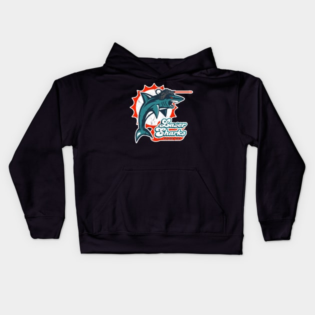 Laser Sharks Go! Kids Hoodie by PlatinumBastard